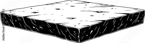 Natural rough sandstone block platform isolated on white background
