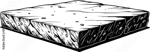 Natural rough sandstone block platform isolated on white background
