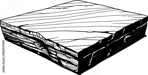 Natural rough sandstone block platform isolated on white background
