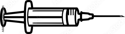 Minimalist medical syringe on white
