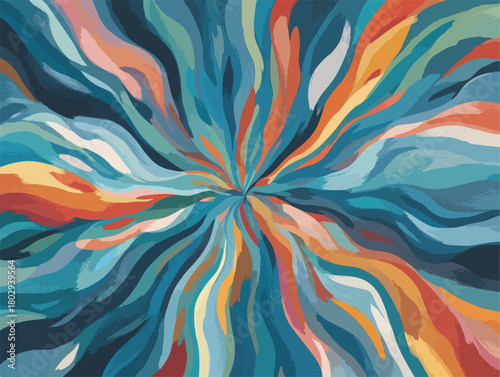 Abstrakcyjny wybuch kolorów i kształtów, symbolizujący energię i kreatywność.