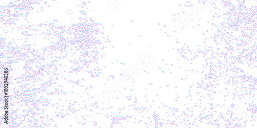 Grunge border with pink and cyan anaglyph glitch effect and noise distortion. Damaged signal digital texture overlay. Editable vector illustration.