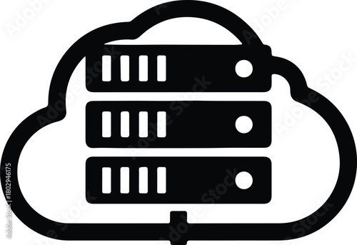 Illustration cloud hosting server data storage minimalist silhouette vector
