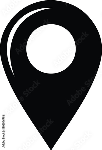 Illustration location pin icon map pointer black silhouette vector