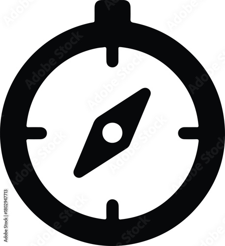 Illustration of simple minimalist black compass icon navigation silhouette vector