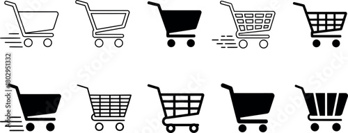 Shopping cart icon set for e-commerce design Vector