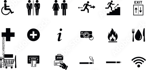 Public icons for navigation and services Vector
