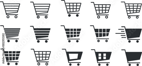Shopping cart icon set Vector