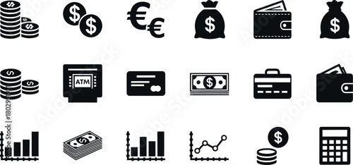 Finance and banking icons Vector