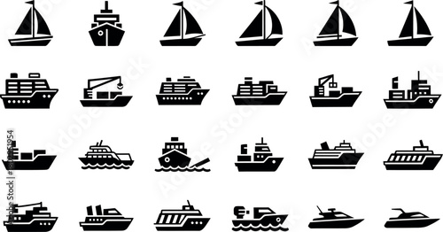 Watercraft icon collection Vector
