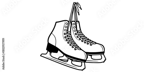 Ice Skates Hanging Simple Flat Vector Icon Winter Sport