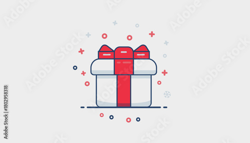 Gift Box Icon with Ribbon, Festive Present Symbol, Celebration Surprise, and Holiday Package Illustration