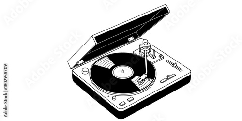 Vintage Record Player Vinyl Simple Flat Vector Icon