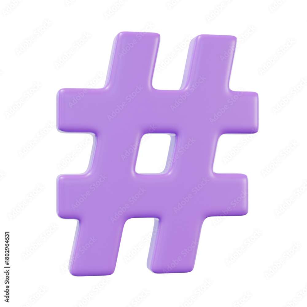 Obraz premium Lavender Hashtag 3D Render for Social Media and Online Trends