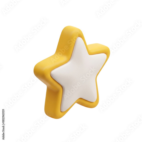 Golden star 3D icon representing achievement and performance, a stylized vector design element isolated on white background