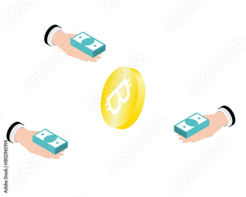 Bitcoin and Fiat Money Exchange Transaction or high demand in bitcoin