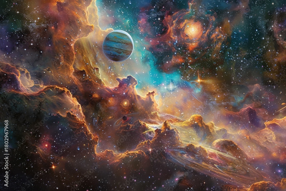 Obraz premium Exploring the Cosmic Garden of Wonder: A Vibrant Journey Through Infinite Possibilities