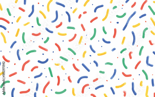 다채로운 색상의 곡선과 점으로 이루어진 추상적인 패턴의 배경, 밝고 경쾌한 느낌을 주는 디자인