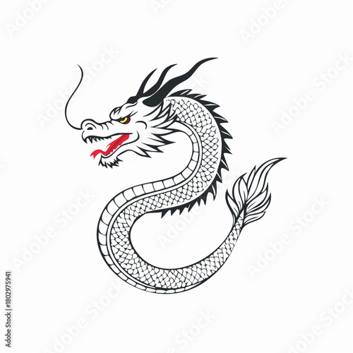 和風ドラゴン紋様イラスト
