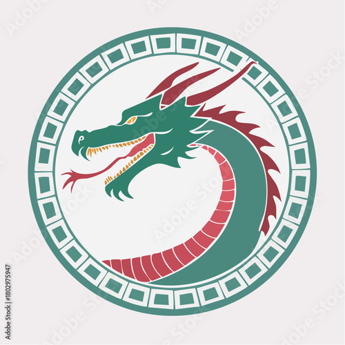 和風ドラゴン紋様イラスト
