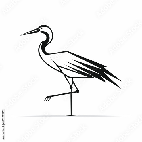 優雅な日本の鶴のラインアート
