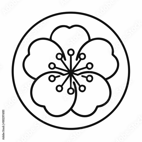 梅の花の家紋風デザイン
