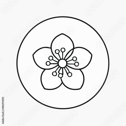 梅の花の家紋風デザイン
