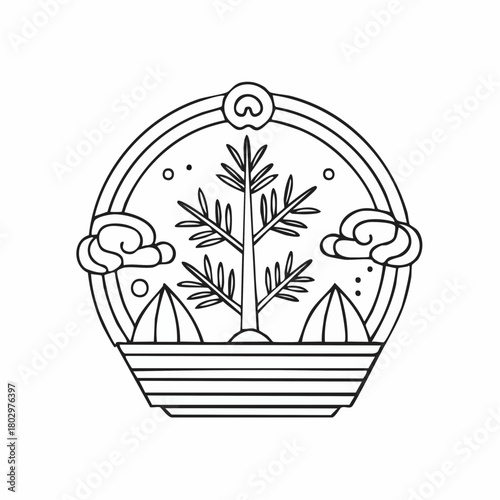 門松の線画アイコン｜正月・新年・和風イラスト素材