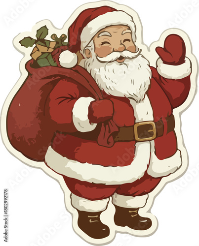 Christmas Santa Claus with Gift Bag Illustration