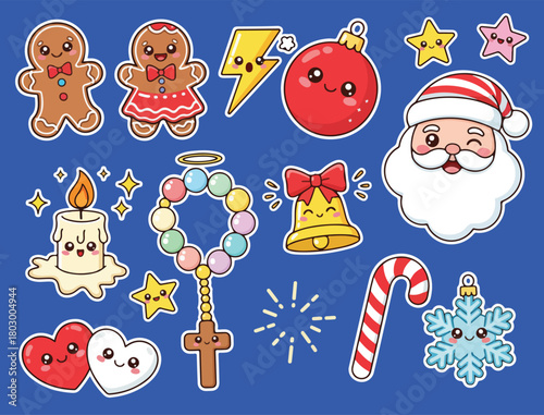Cute Vector Christmas Holiday Ornament Icon Set