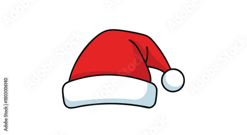 Red Santa hat with white trim and pom-pom for winter 