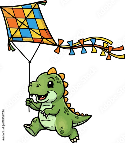 whimsical creature celebrates freedom, happily running with colorful kite