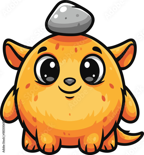 gentle nature spirit calmly balances a stone, an endearing moment