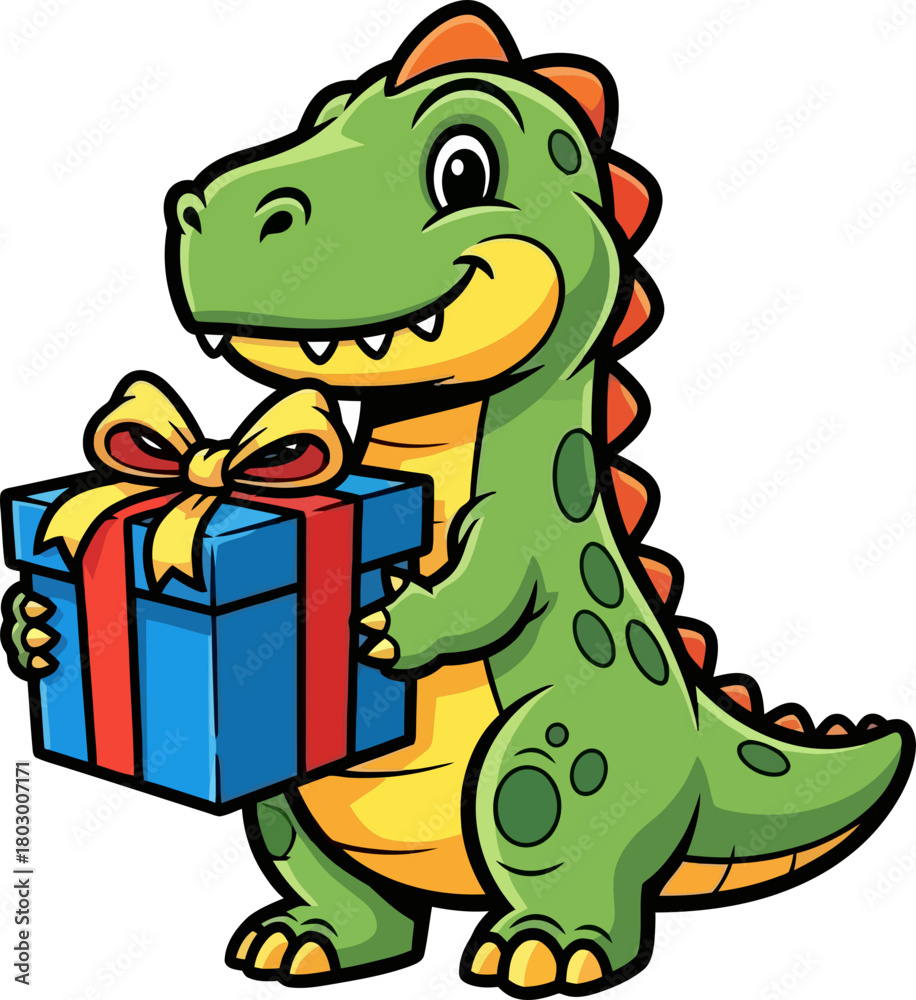 Naklejka premium precious green companion presents a vibrant boxed surprise, spreading happiness