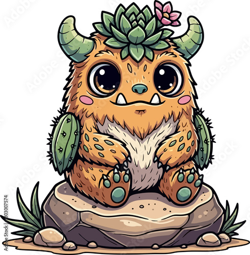 sweet little botanical beast resting peacefully, a symbol of natural serenity