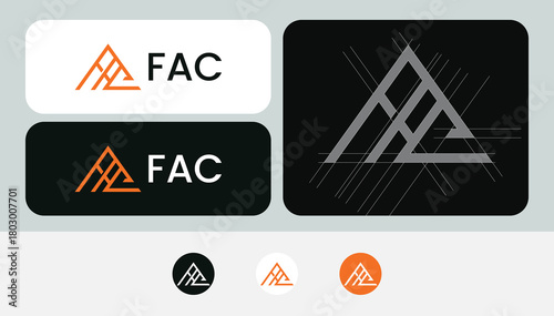 FAC letter mark, abstract geometric triangle logo concept with short branding