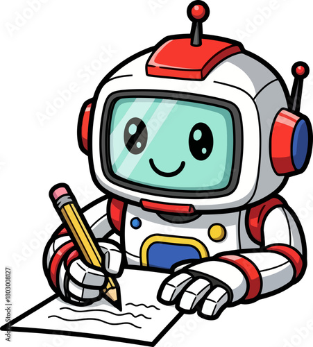 friendly ai assistant writes, learning and creating new intelligent stories