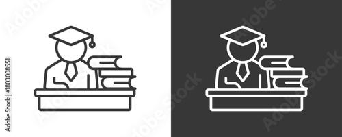 Student Icon Set Vector Collection Isolated In Black And White