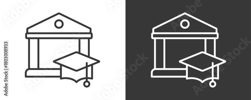 University Icon Set Vector Collection Isolated In Black And White