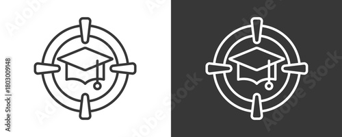 Graduation Icon Set Vector Collection Isolated In Black And White
