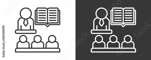 Teacher Icon Set Vector Collection Isolated In Black And White