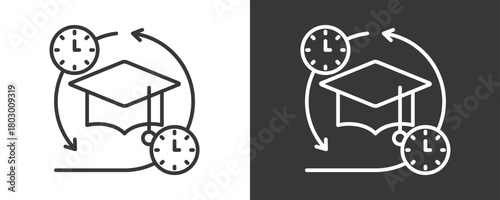 Full Time Icon Set Vector Collection Isolated In Black And White