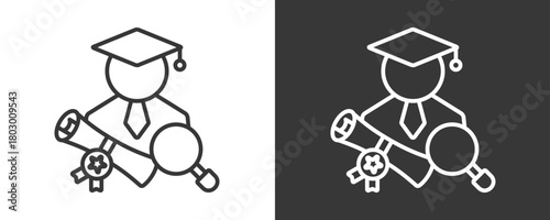 Graduate Icon Set Vector Collection Isolated In Black And White