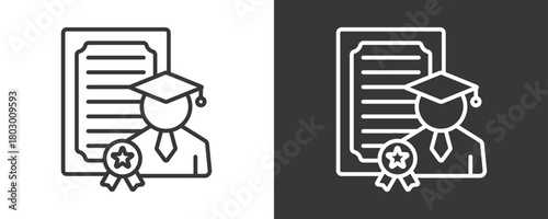 Graduate Icon Set Vector Collection Isolated In Black And White