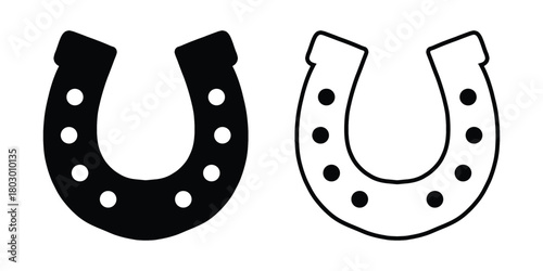 Horseshoe Icon Vector. Lucky Charm Symbol Set