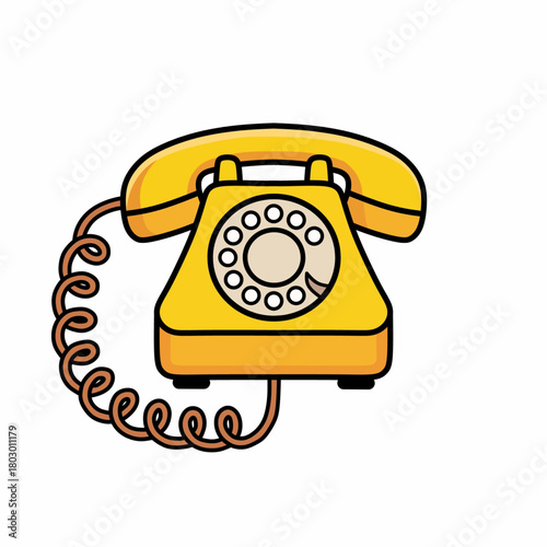 Retro Rotary Phone Illustration Isolated on White Background
