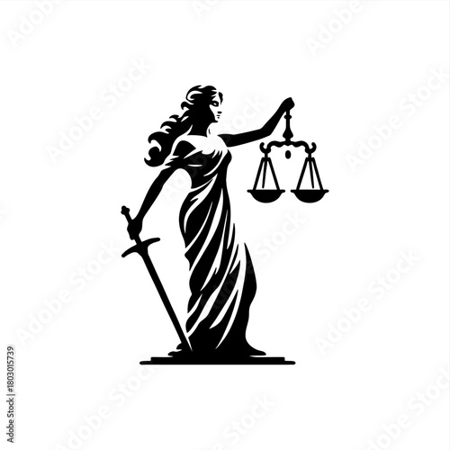 simple vector lady of justice scales silhouette	
