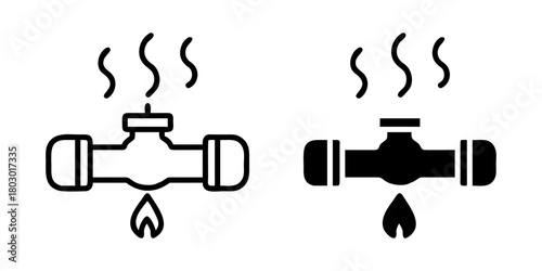 Gas Leak outline and pictogram Icon for Safety, Hazard, and Emergency Warning Design