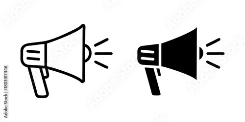 Megaphone outline and pictogram Icon for Announcement, Promotion, and Communication Design