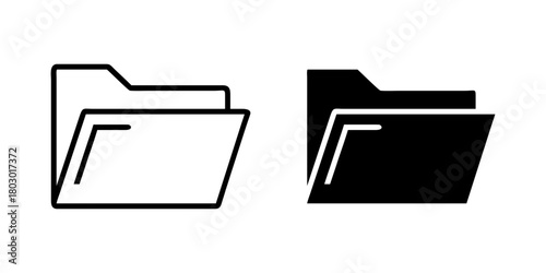 Open Folder outline and pictogram Icon for File Management, Documents, and Organization